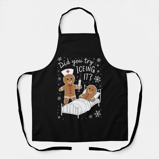 Did You Try Icing It School Nurse Christmas Cookie Apron (Front)