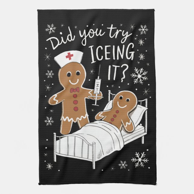 Did You Try Icing It School Nurse Christmas Cookie Kitchen Towel (Vertical)