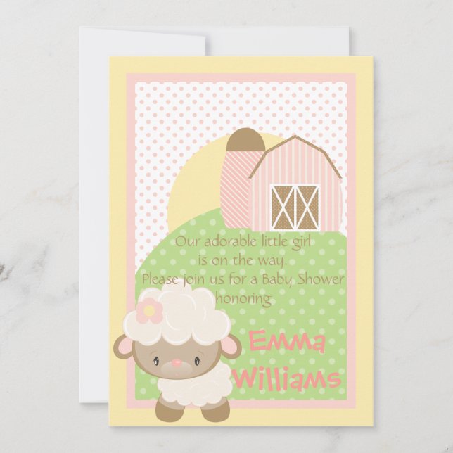Diddles Farm Lamb Baby Shower Invitation (Front)