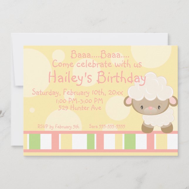 Diddles Farm Lamb Birthday Invitation 2 (Front)