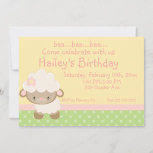 Diddles Farm Lamb Invitation d'anniversaire