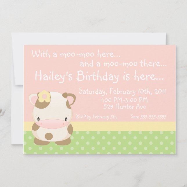 Diddles Farm Moo-Cow Anniversaire Invitation (Devant)