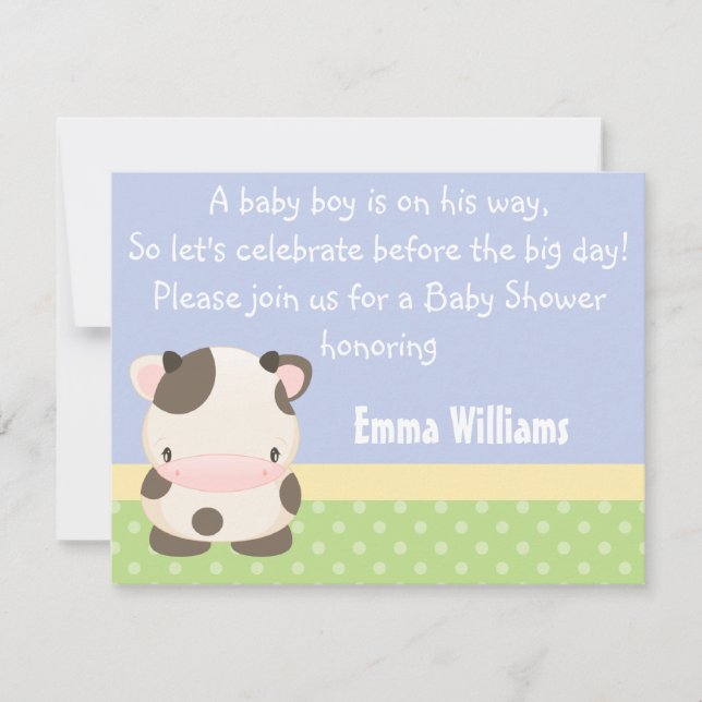 Diddles Farm Moo-Cow Baby Shower Invitation (Front)
