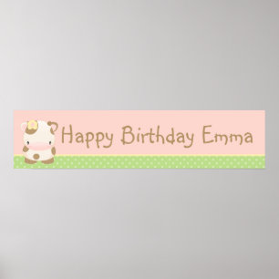 Diddles Farm Moo-Cow Birthday Banner Poster