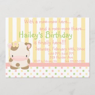 Diddles Farm Moo-Cow Invitation d'anniversaire