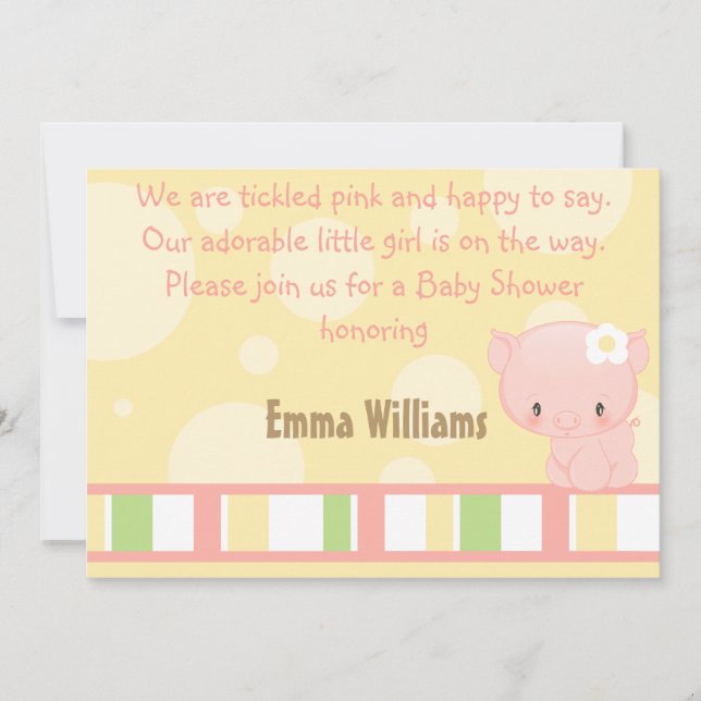 Diddles Farm Pig Baby shower Invitation (Devant)