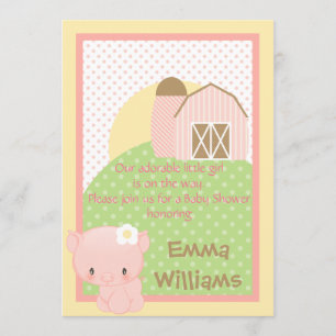 Diddles Farm Pig Baby Shower Invitation-Pink-Blue Invitation