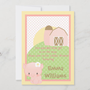 Diddles Farm Pig  Baby Shower Invitation-Pink-Blue Invitation