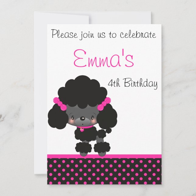 Diddles Poodle Birthday Invitation (Front)