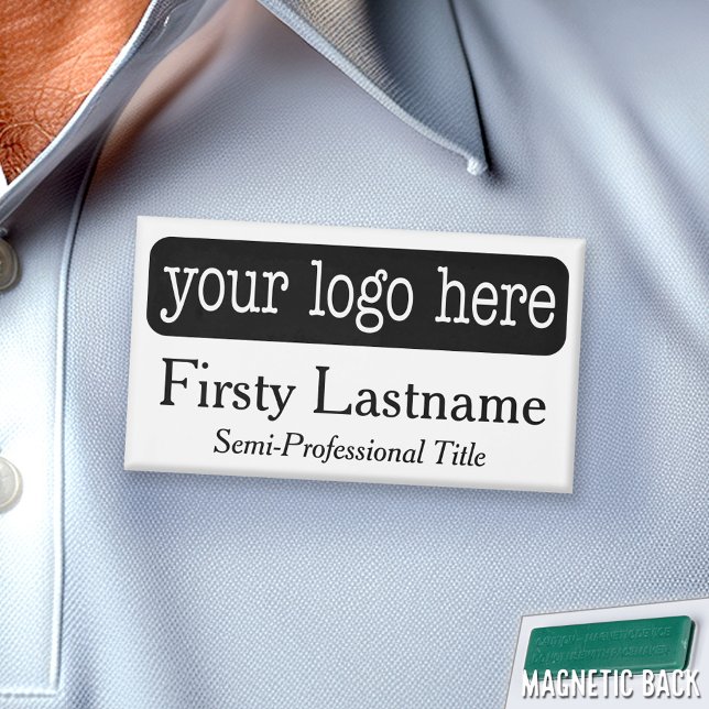 D'identification Badge de nom personnalisé avec logo horizontal - v (Custom Logo Name Tag)