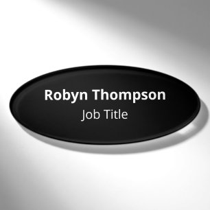 D'identification Badge nominatif ovale en acrylique noir magnétique
