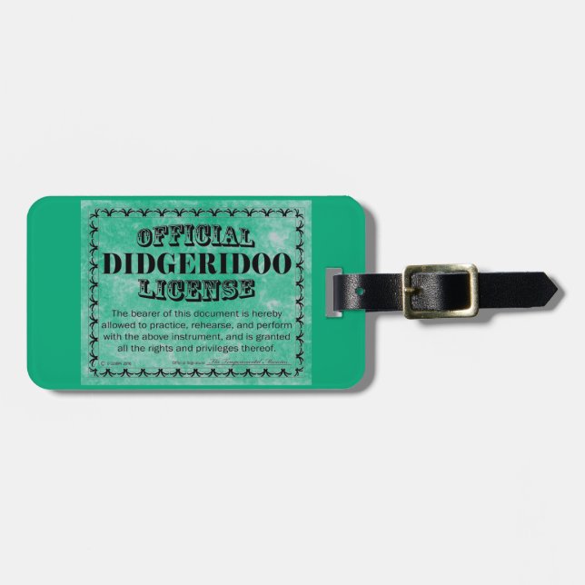 Didgeridoo License Luggage Tag (Front Horizontal)