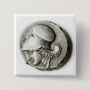 Didrachma of Heracles: obverse depicting Athena 2 Inch Square Button