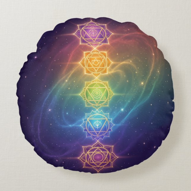 Die 7 Chakren´11 Round Pillow (Front)
