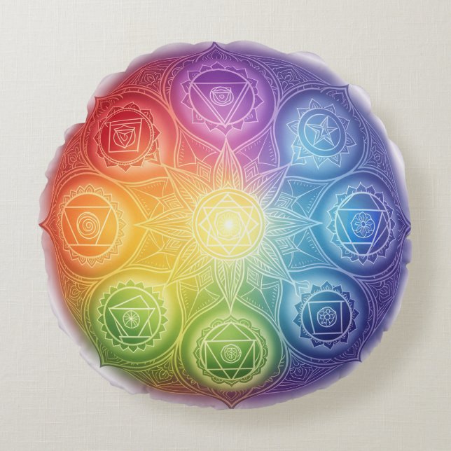 Die 7 Chakren´9 Round Pillow (Front)