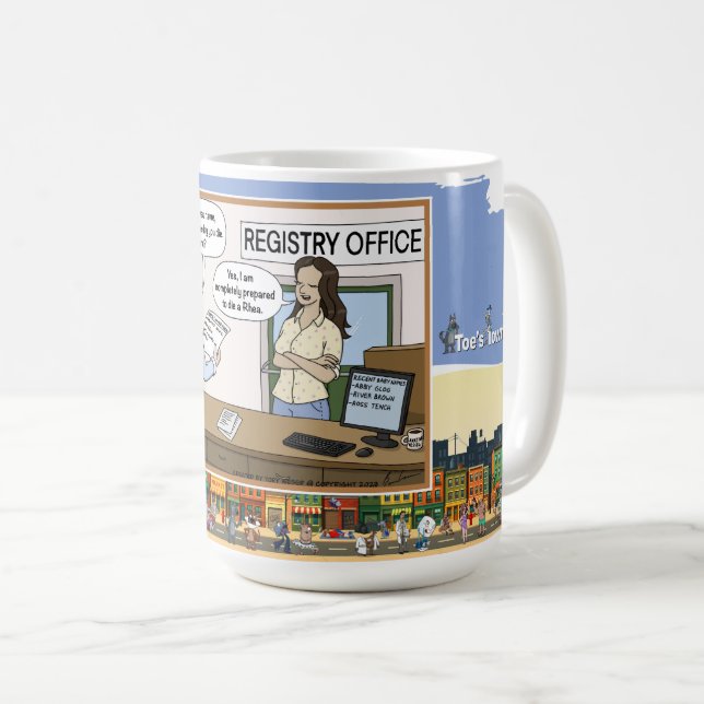 Die A Rhea | Literal Wordplay Humor Classic Coffee Mug (Front Right)