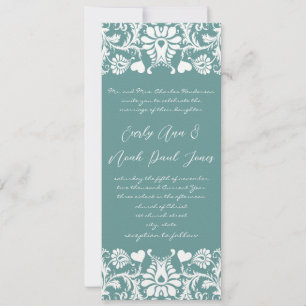 Die Cut Aqua Blue Mariage damassé Invitation