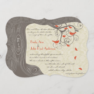 Die Cut Coral Tree Birds Mariage Invitations