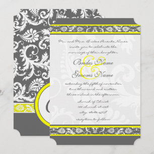 Die Cut Grey and Yellow Wedding Invitations