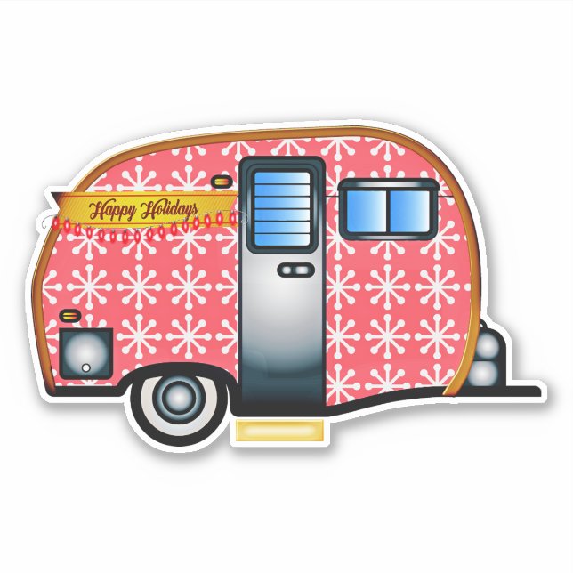 DIE CUT STYLE CAMPER TRAILER CHRISTMAS DECAL (Front)