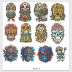 Die-Cut Sugar Skull Art 12 Piece Traditional Pack 