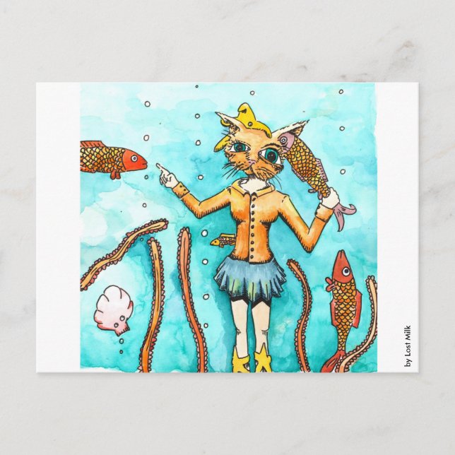 Die Katzen-Frau liebt saubere Ohren! Postcard (Front)