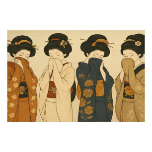 Die Vier Schüchternen Geishas - Japan Schönheiten Photo Print
