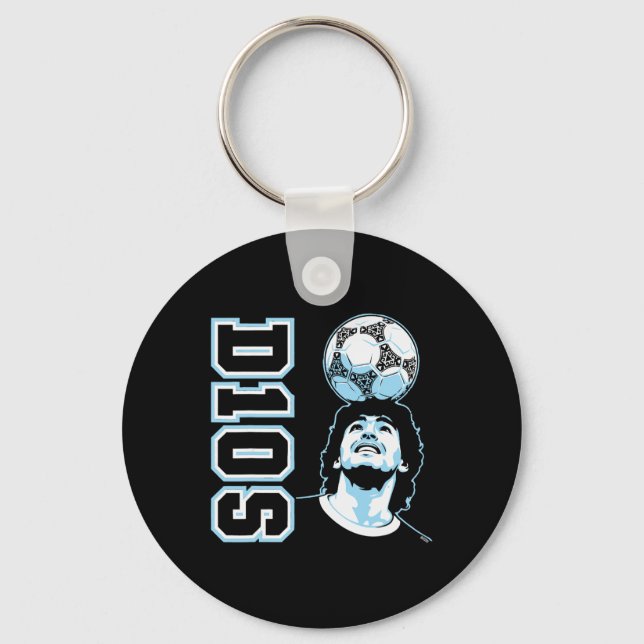 Diego Maradona D10s Headll Retro Soccer  Keychain (Front)
