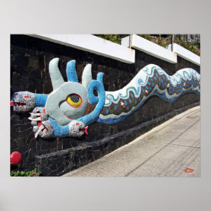 Diego Rivera House of Winds Mural Blue Serpent Poster