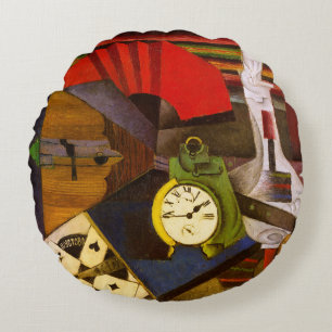 Diego Rivera The Alarm Clock Surrealism Art Round Pillow