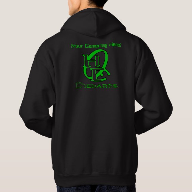 Diehards Gamer Graphic Green Your Gamertag Hoodie (Back)