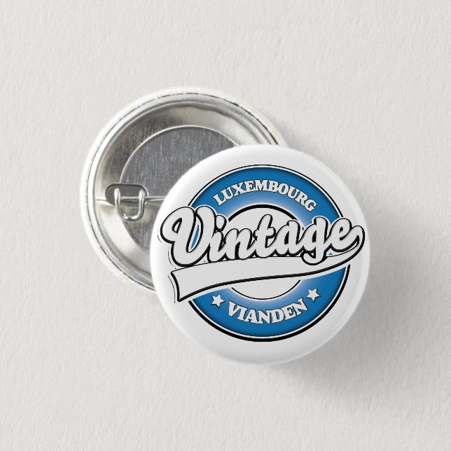 Diekirch luxembourg retro logo  1 inch round button (Front & Back)