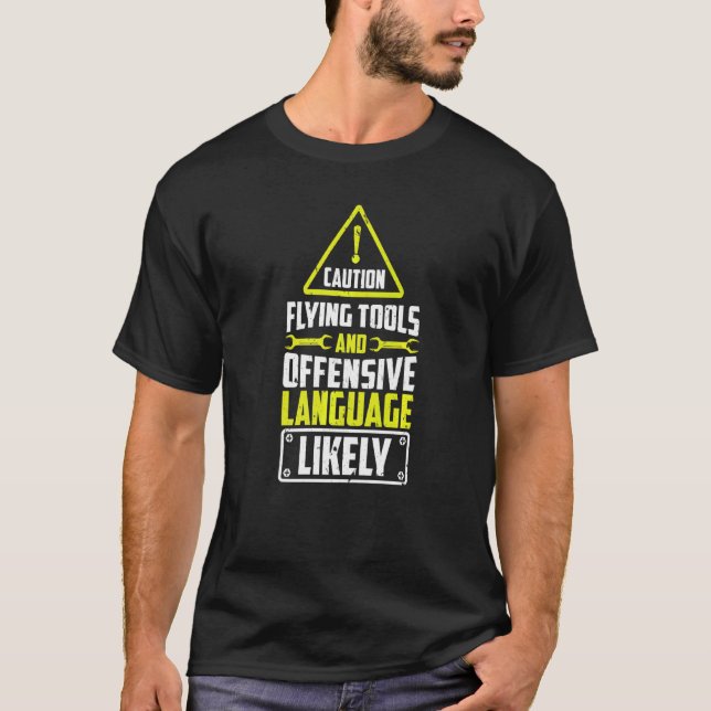Diesel Aircraft Caution Flying Tools And Language  T-Shirt (Front)