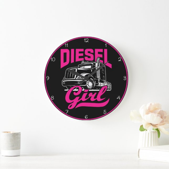 Diesel Girl: Trucking with Power Large Clock (Home)