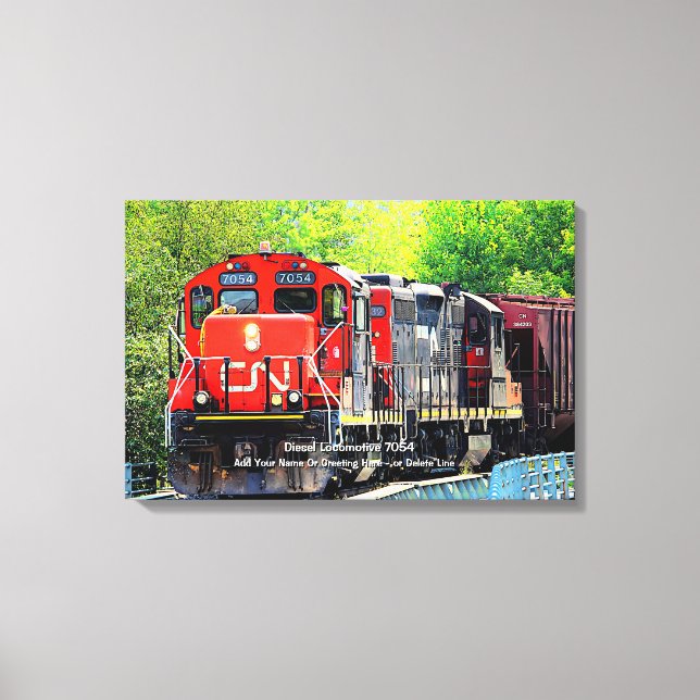Diesel Locomotive 7054  - Add Name                 Canvas Print (Front)