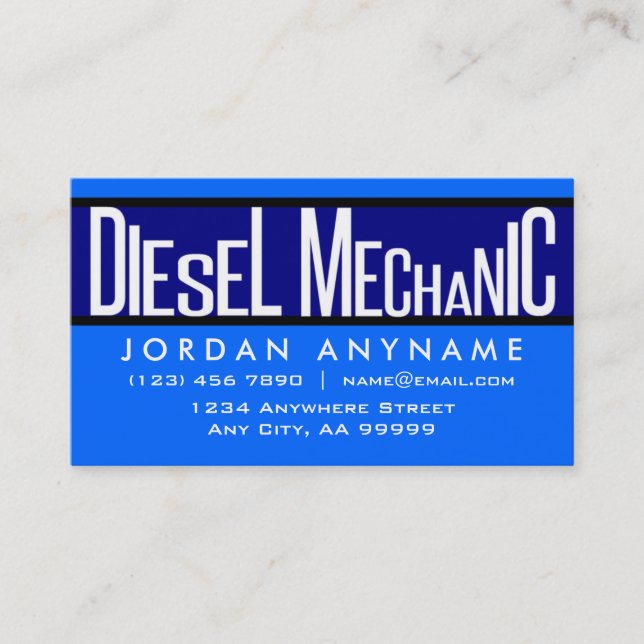 Diesel Mécanicien Funky Texte bleu Carte de visite (Devant)