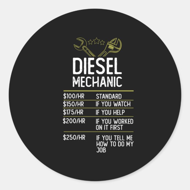 Diesel Mechanic Craftsman Gift Present Idea Classic Round Sticker (Front)