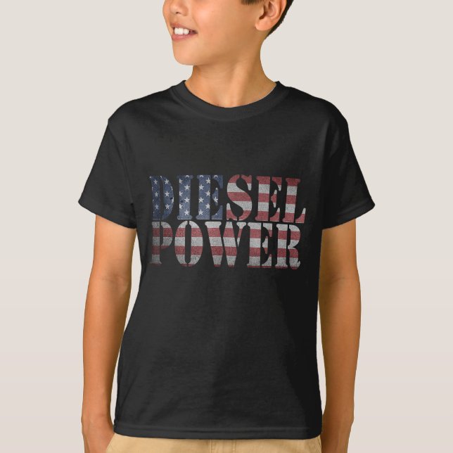 Diesel Power American Flag - Truck Mechanic Gift T-Shirt (Front)