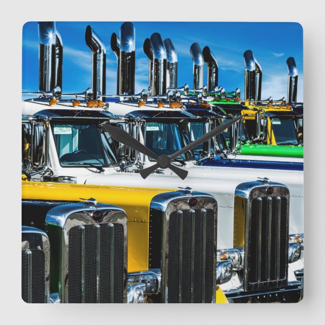 Diesel Trucks Square Wall Clock (Front)