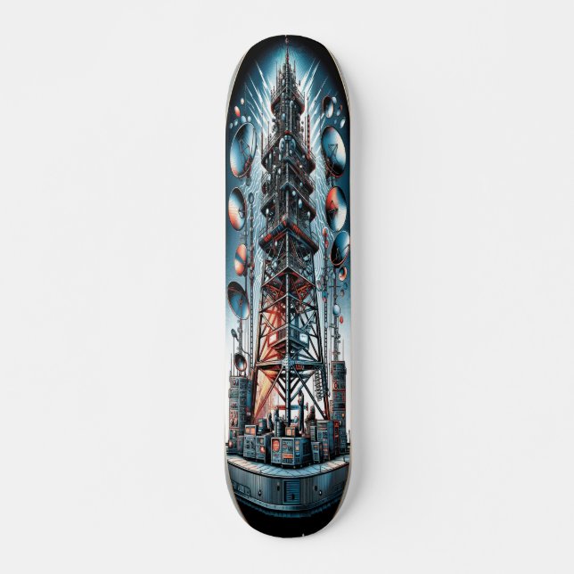 "Dieselpunk Broadcast Tower Deck" Skateboard (Front)