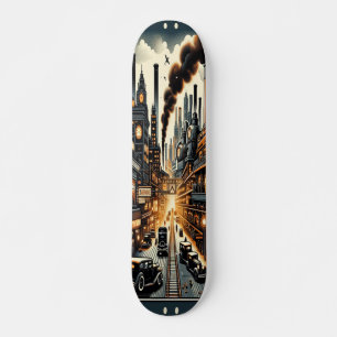  "Dieselpunk Urban Landscape Deck" Skateboard