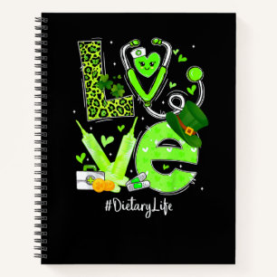 Dietary Nurse Life Love Heart Stethoscope Rn Nurse Notebook