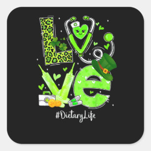 Dietary Nurse Life Love Heart Stethoscope Rn Nurse Square Sticker