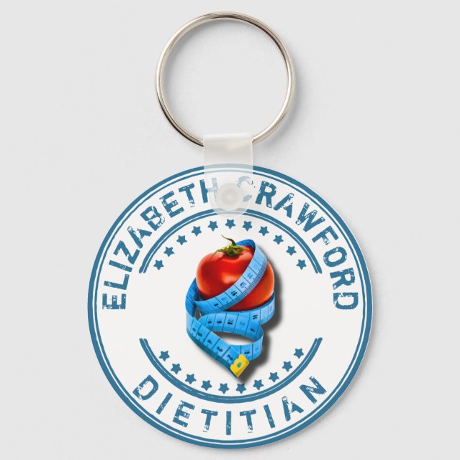 Dietician Dietologist Doctor With Measuring Tape Keychain (Front)