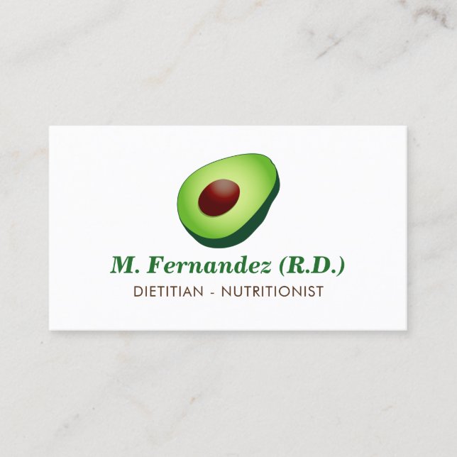 Dietician nutritionist avocado logo business card (Front)
