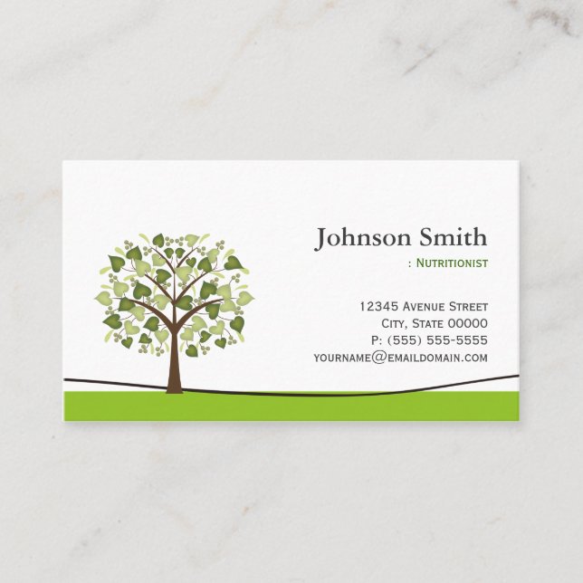 Dietician Nutritionist - Elegant Wish Tree Business Card (Front)