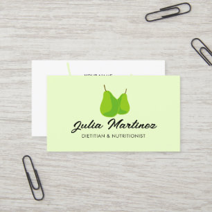 Dietician nutritionist green pear fruit logo business card