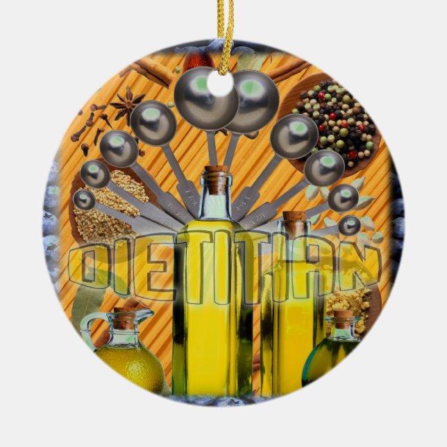 DIETITIAN FOOD COLLAGE LOGO CERAMIC ORNAMENT (Front)