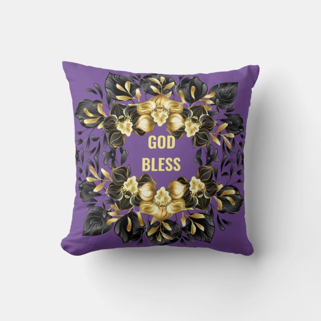 Dieu Béni Cercle Floral Jeter Oreiller (Recto)