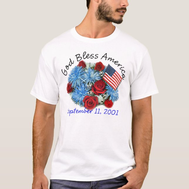 Dieu bénissent l'Amérique 9/11 T-shirts de (Devant)